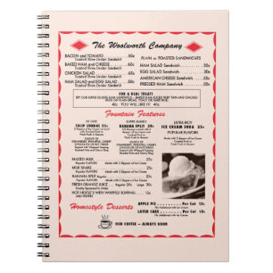 Woolworth Menu Notebook