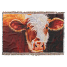 Wooly Bully - Hairy Hereford Calf Cow Throw