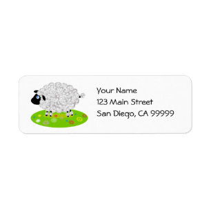 Wooly Lamb in the Flower Field Return Address Label