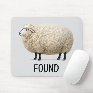 Wooly Sheep with Found Text Mouse Pad