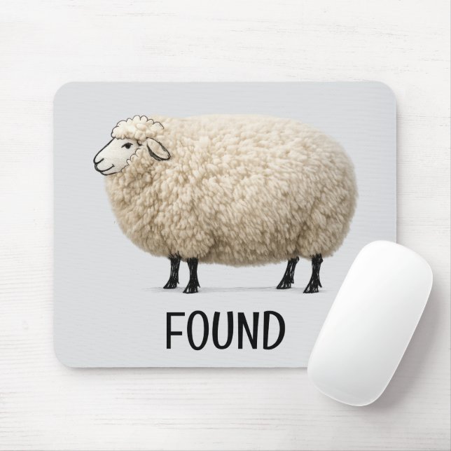 Wooly Sheep with Found Text Mouse Pad (With Mouse)