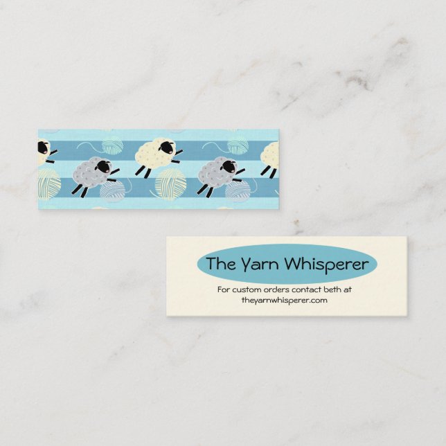 Wooly Sheep  Yarn Crochet Knit Mini Business Card (Front/Back)