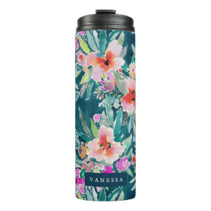 WOOT Colourful Tropical Floral Watercolor CUSTOM Thermal Tumbler