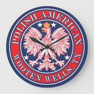 Wooten Wells Texas Polish American Eagle Large Clock
