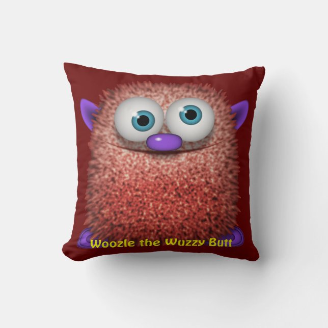 Woozle the Funny Wuzzy Butt Cushion for Kids Room (Front)