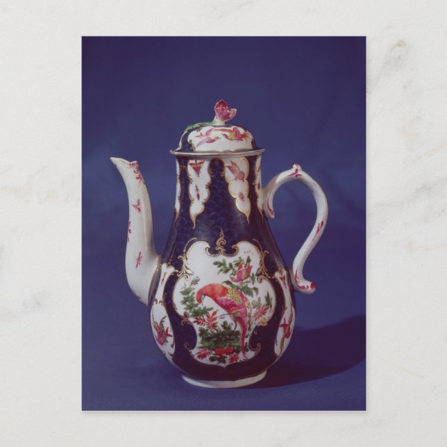Worcester coffee pot, decorated with birds postcard (Front)
