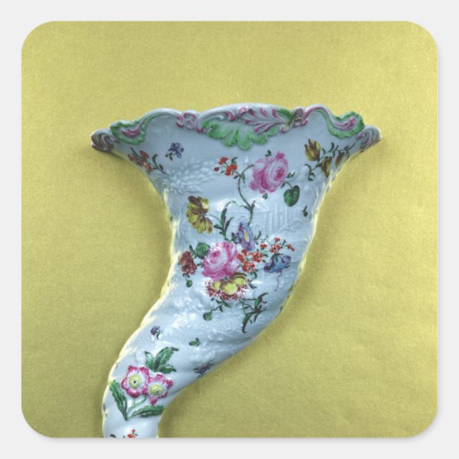 Worcester cornucopia wall pocket, c.1760 square sticker (Front)