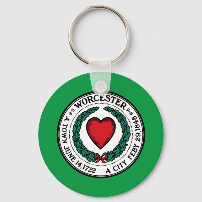Worcester (Massachusetts) City flag Keychain (Front)