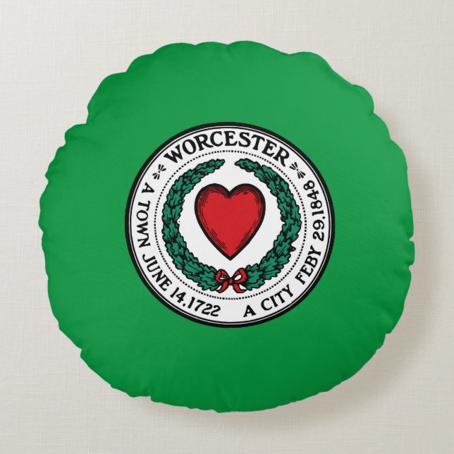 Worcester (Massachusetts) City flag   Round Cushion (Front)