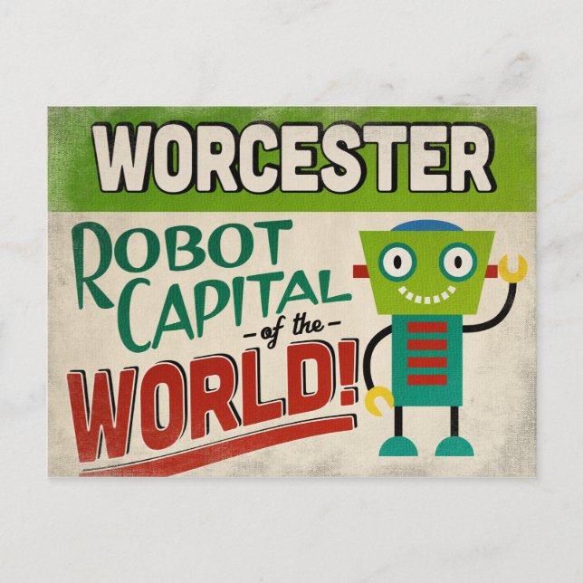Worcester Massachusetts Robot - Funny Vintage Postcard (Front)