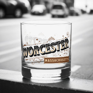 Worcester, Massachusetts Whiskey Glass