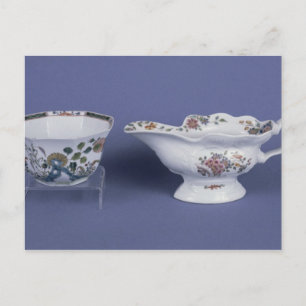 Worcester shaped oval sauce boat and octagonal postcard