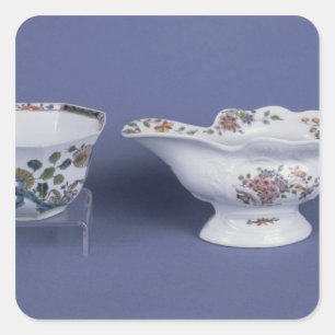 Worcester shaped oval sauce boat and octagonal square sticker
