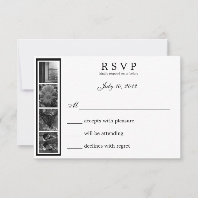 Word Art Alphabet Photography LOVE RSVP Card (Front)