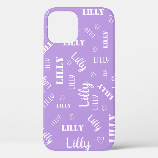 Word Art Cloud Pastel Purple Lilac Custom Name Case-Mate iPhone Case (Back)