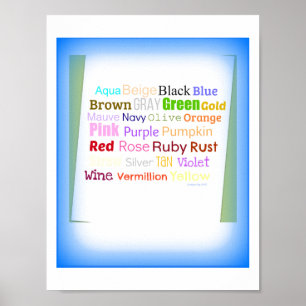 Word Art Collage For Colours Poster