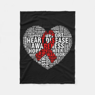 Word Art Heart Red Ribbon Heart Disease Awareness  Fleece Blanket