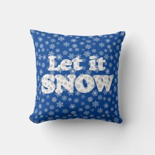 Word Art - Let it Snow with Snowy Background Cushion