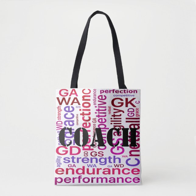 Word Art Netball Coach Tote Bag (Front)