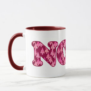 Word Art - Noel Patterned with Trees in Burgundy  Mug