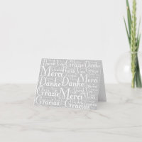 Word Art: Thank You in Multi Languages Grey White