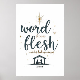 Word Became Flesh Christmas Poster Wall Art