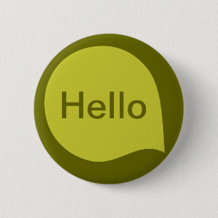 Word Bubble - Banana Yellow on Deep Olive 6 Cm Round Badge