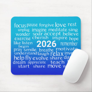 Word Cloud 2026 On Blue Hues Mouse Pad