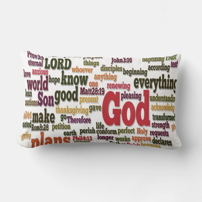 Word Cloud for Top 10 Bible Verses Lumbar Cushion (Front)