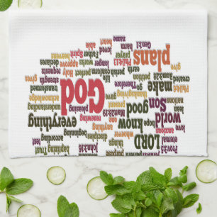 Word Cloud for Top 10 Bible Verses Tea Towel