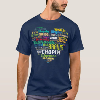 Word Cloud Heart Classical Music Composer Teacher  T-Shirt