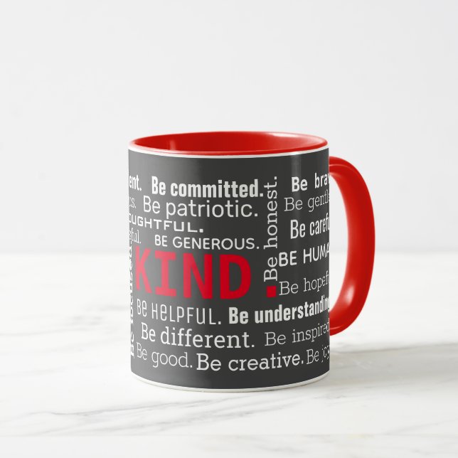 Word Cloud inspirational words on grey Mug (Front Right)