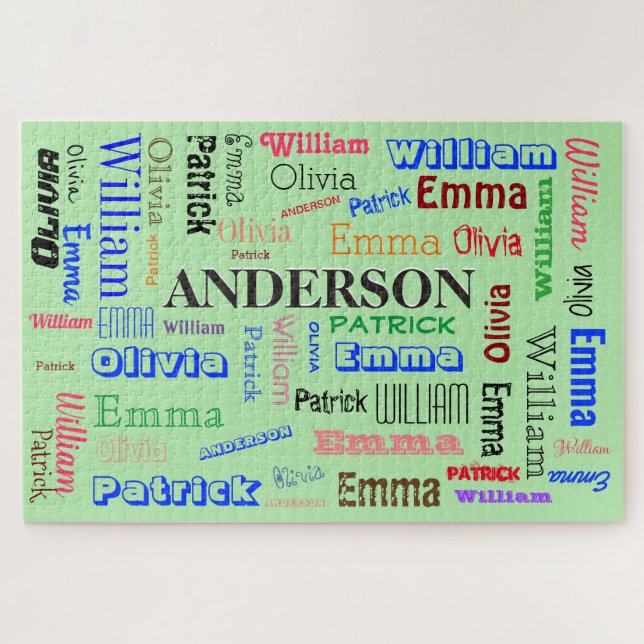 Word Cloud Personalized Family Name Custom Jigsaw Puzzle (Horizontal)