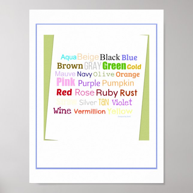 Word Collage For Colours Poster (Front)