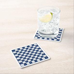 Word Game Cheat Sheet Blue White Square Paper Coaster