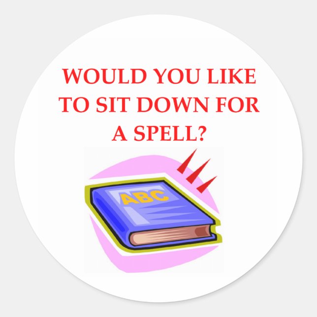 word game pun classic round sticker (Front)