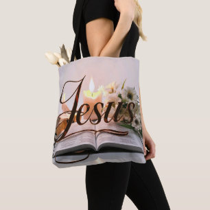 Word Jesus tote bags christian