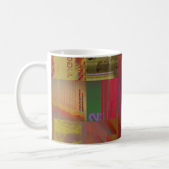 Word Juggler Glitch Art Data Corruption Abstract Coffee Mug (Left)
