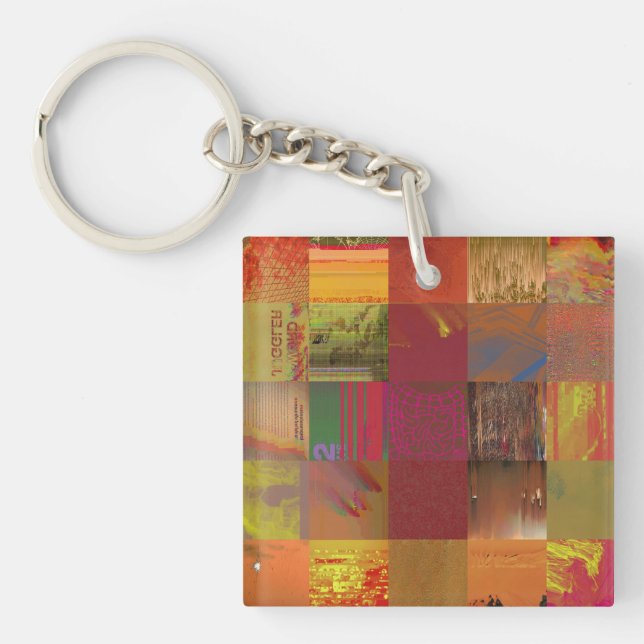 Word Juggler Glitch Art Data Corruption Abstract Key Ring (Front)