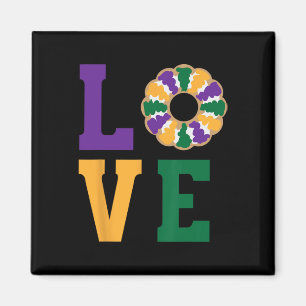 Word L O V E Love King Cake Mardi Gras Purple Gree Magnet
