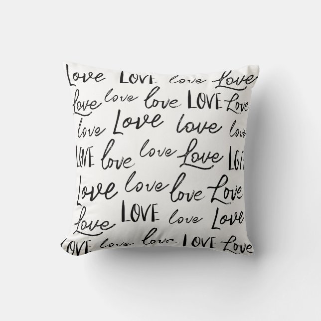 Word "Love" repeat Typography Calligraphy Script Cushion (Front)