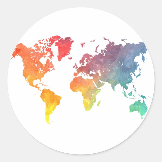 word map 5 classic round sticker (Front)