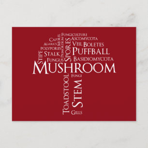 Word Mushroom Postcard (White Text)