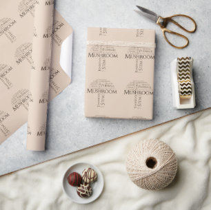 Word Mushroom Wrapping Paper (Brown Text)