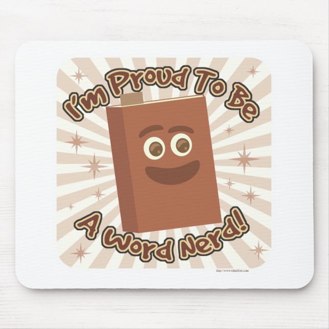 Word Nerd Pride Book Fun Reading Cartoon Art Mouse Pad (Front)
