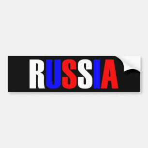 Word RUSSIA in tricolor colour flag of the country Bumper Sticker