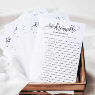 Word Scramble Baby Edition Paper Game Card