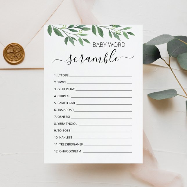 Word Scramble Baby Game Baby Shower party Card (Creator Uploaded)