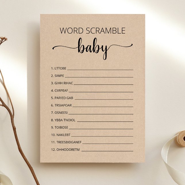 Word Scramble Baby Game Baby Shower party Card (Creator Uploaded)
