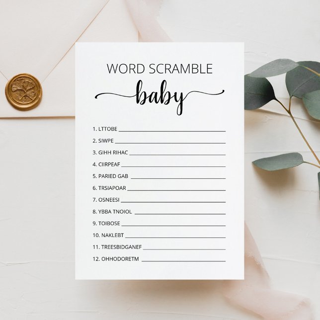 Word Scramble Baby Game Baby Shower party Card (Creator Uploaded)